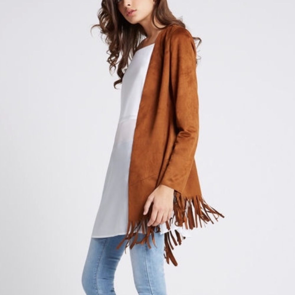 BCBGeneration Faux Suede Fringe Jacket